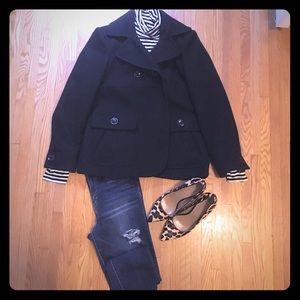 GAP Wool Charcoal Black Pea Coat